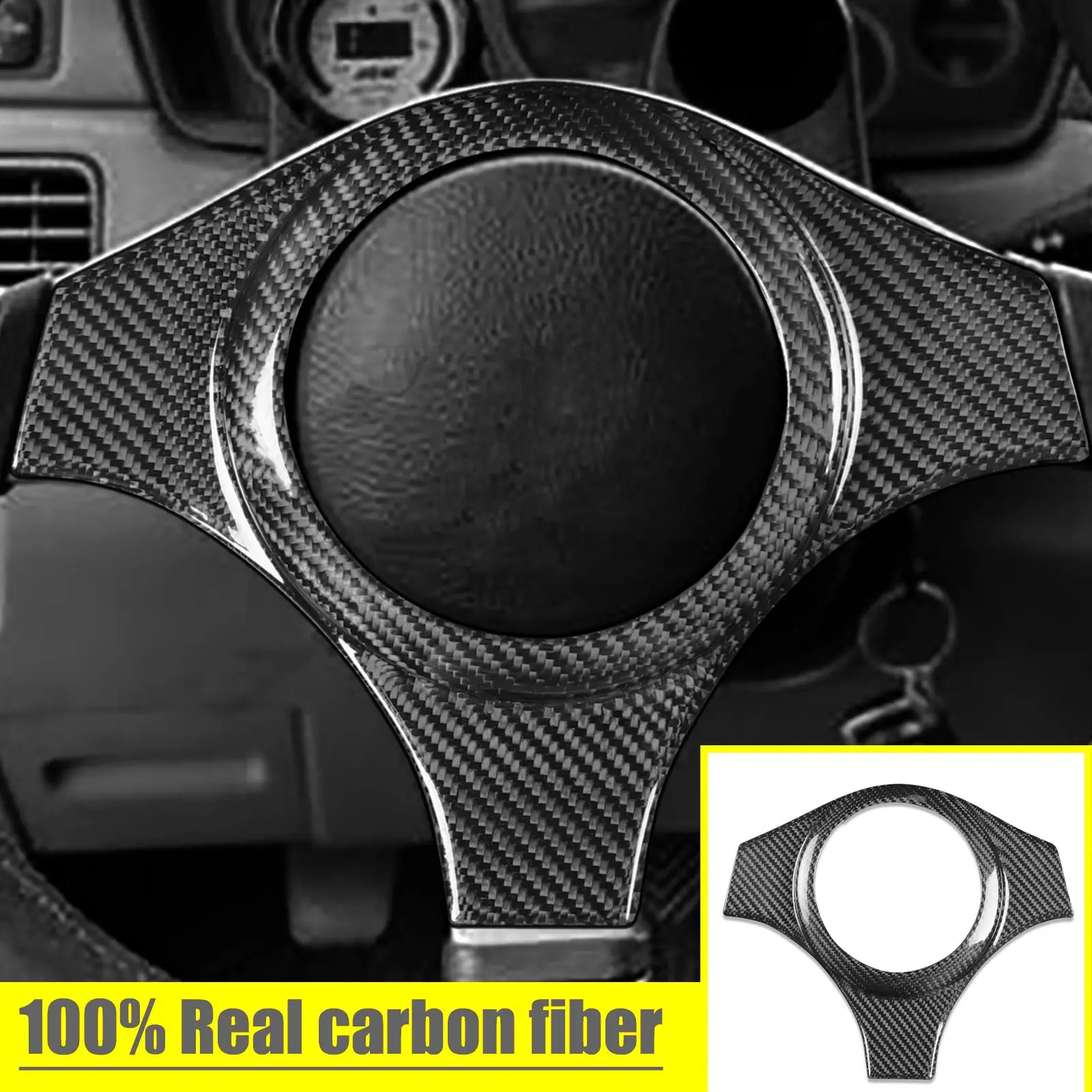 Red Dry Carbon Fiber Steering Wheel Cover For Mitsubishi Lancer EVO 7 8 9 2001-2007 - view 2