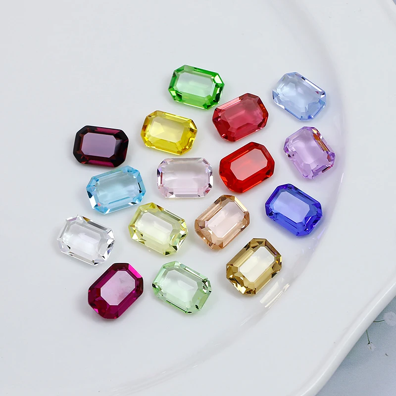 10x14mm Rectangular Octagon Transparent Nail Crystal  Decoration for women\'s Clothing and Beads for Needlework