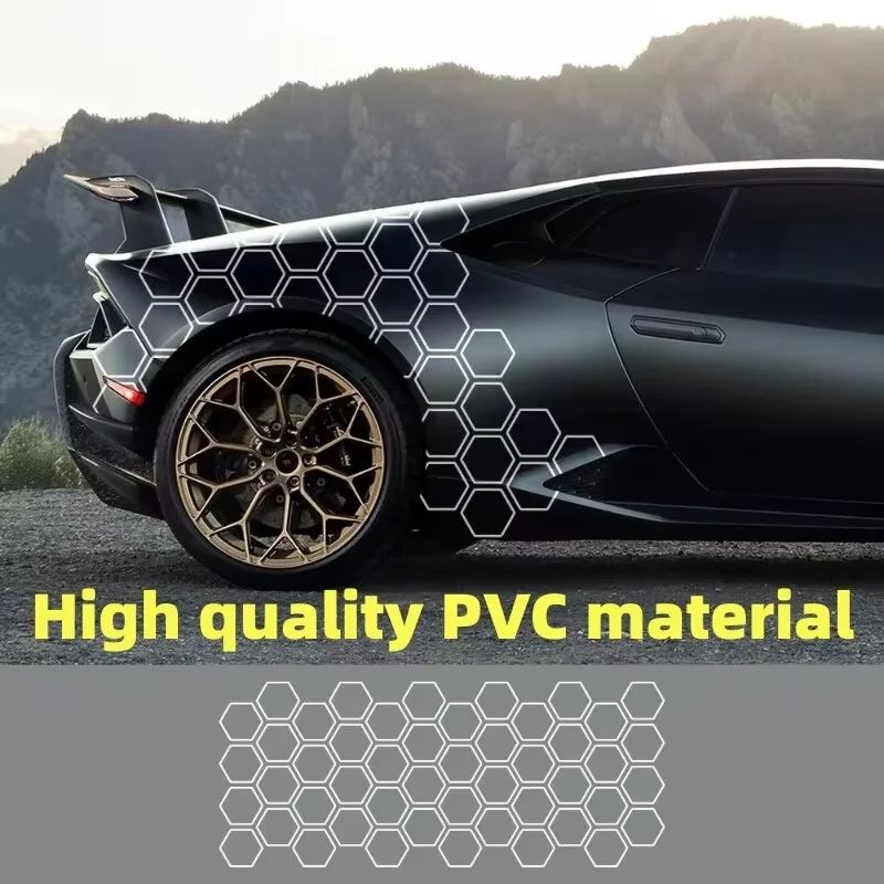 Honeycomb Hexagon Car Side Waist Line Sticker Waterproof PVC Body Decal Auto Tuning Exterior Decor Accessories