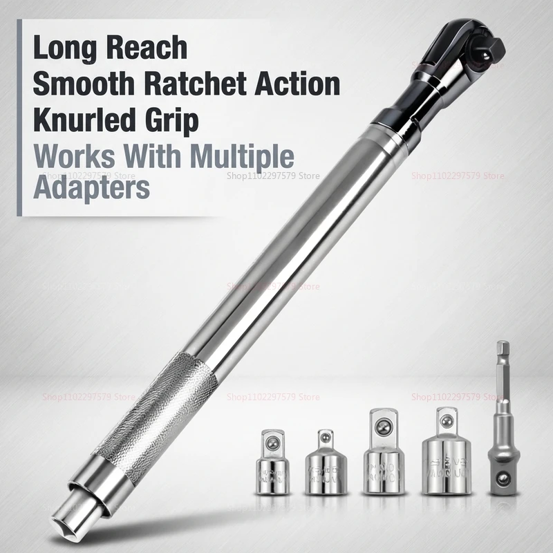 Extended Ratchet Wrench Multifunctional Two-Way High Torque Car Repair Tool for Small Space Automotive Repairs Garage Workshop