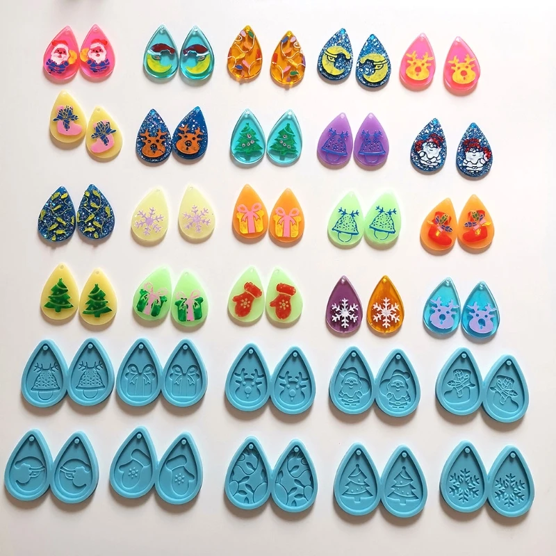 1 Pair Resin Drop Earrings Mold Silicone Pendant Mold for DIY Craft Jewelry Tool