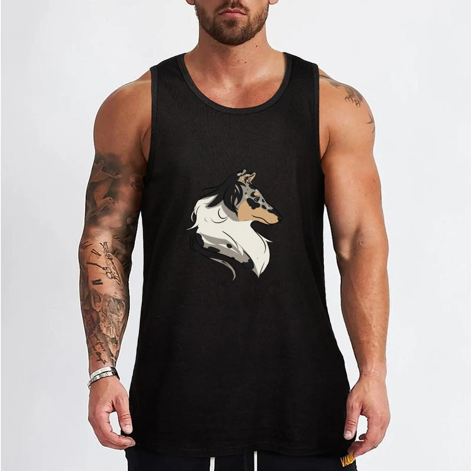 Blue Merle Rough Collie Tank Top vests for men T-shirt male