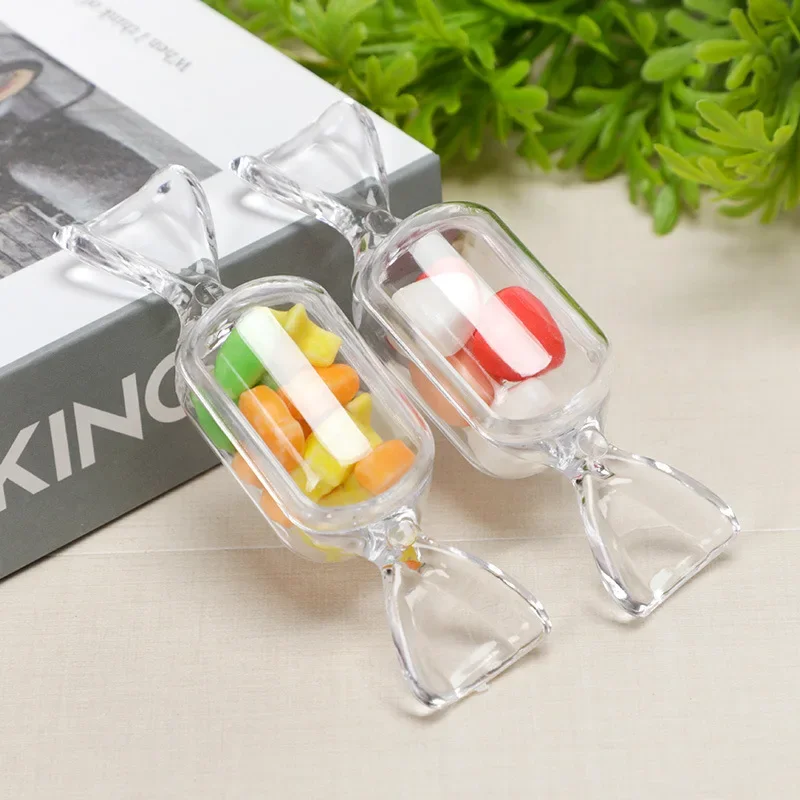 10pcs/set Mini Plastic Transparent Candy Box Gift Packaging Cute Candy-shaped Storage Container DIY Baby Shower Party Decoration