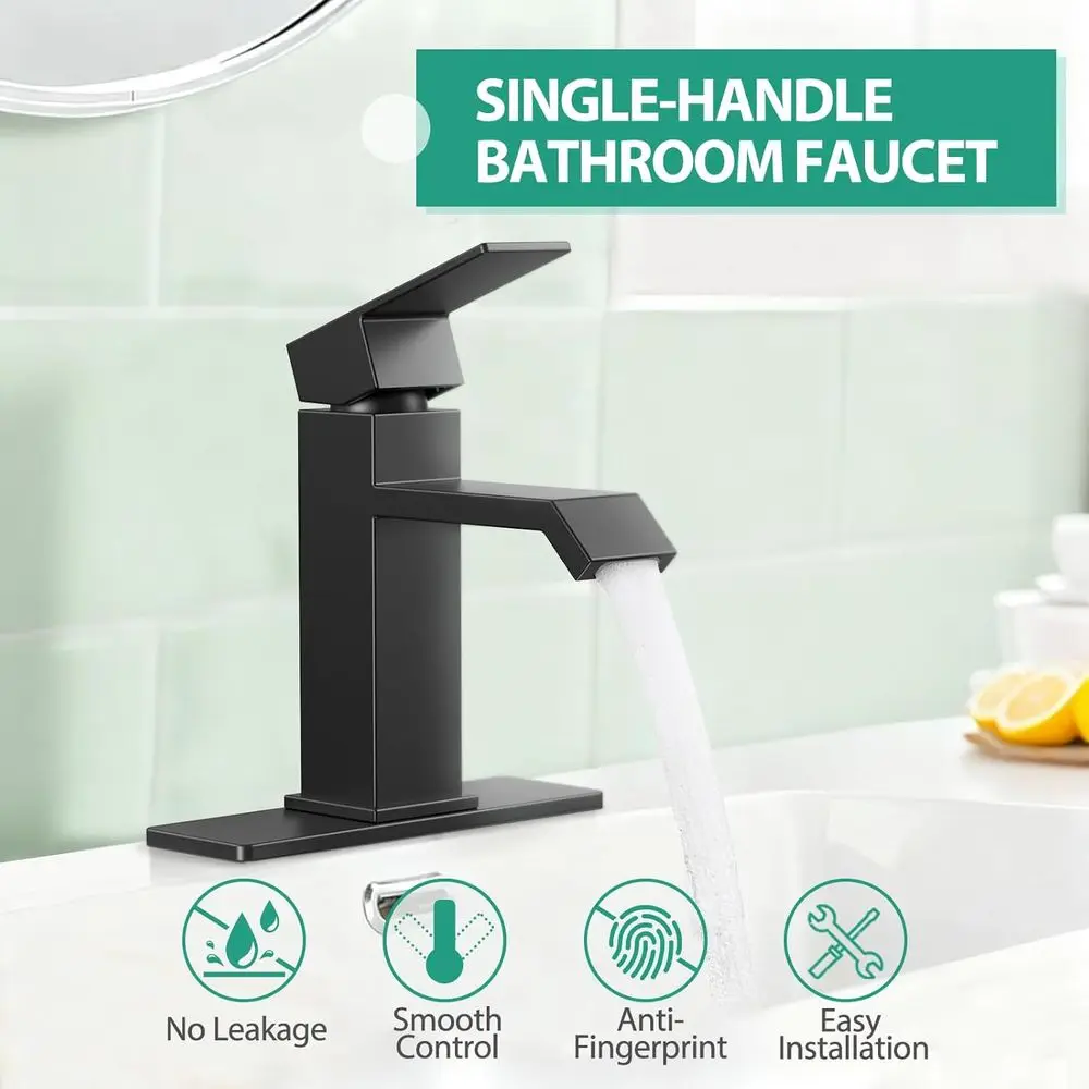 صنبور بمقبض واحد من الفولاذ المقاوم للصدأ باللون الأسود غير اللامع الحديث مكون من 1 أو 3 فتحات مع لوحة سطح السفينة لحوض RV واستنزاف منبثق