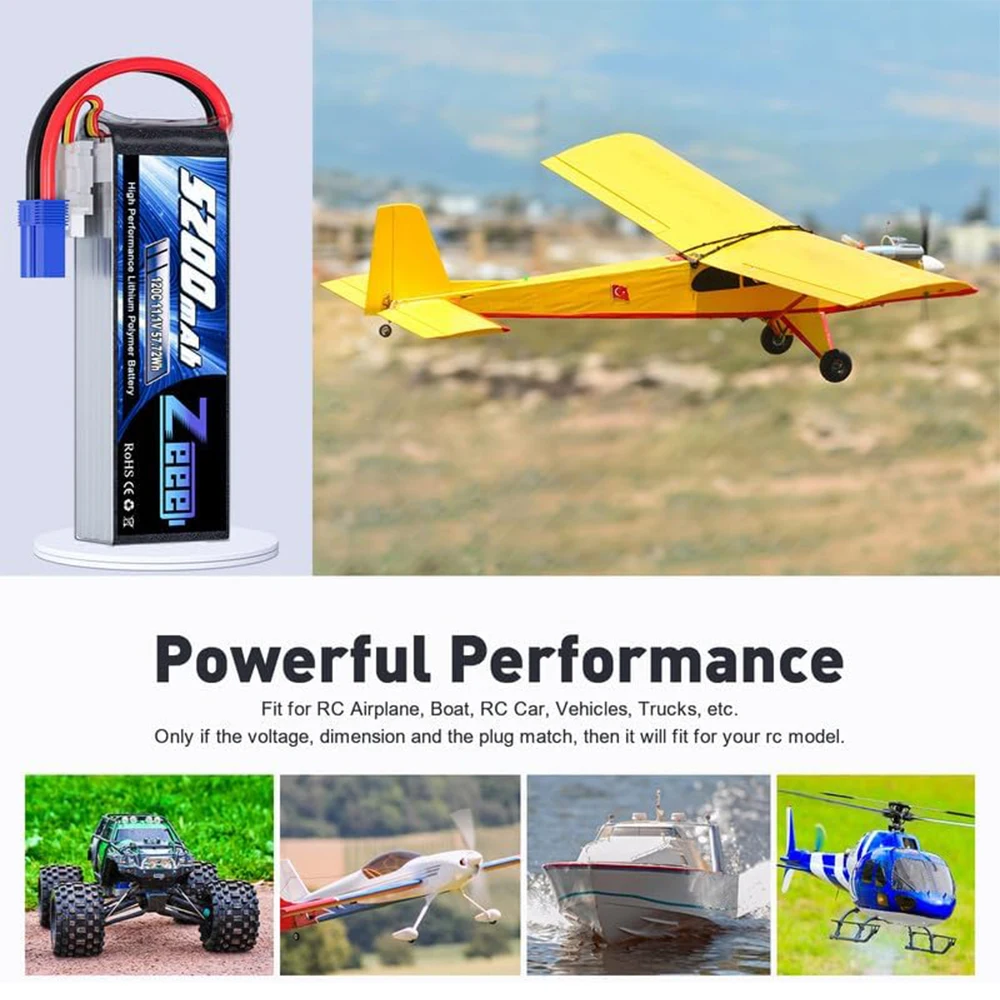 1/2pcs Zeee 3S Lipo FPV Drone Battery 11.1V 120C 5200mAh EC5 Plug for RC Car Quadcopter Boat RC Airplane Model RC Parts дрон