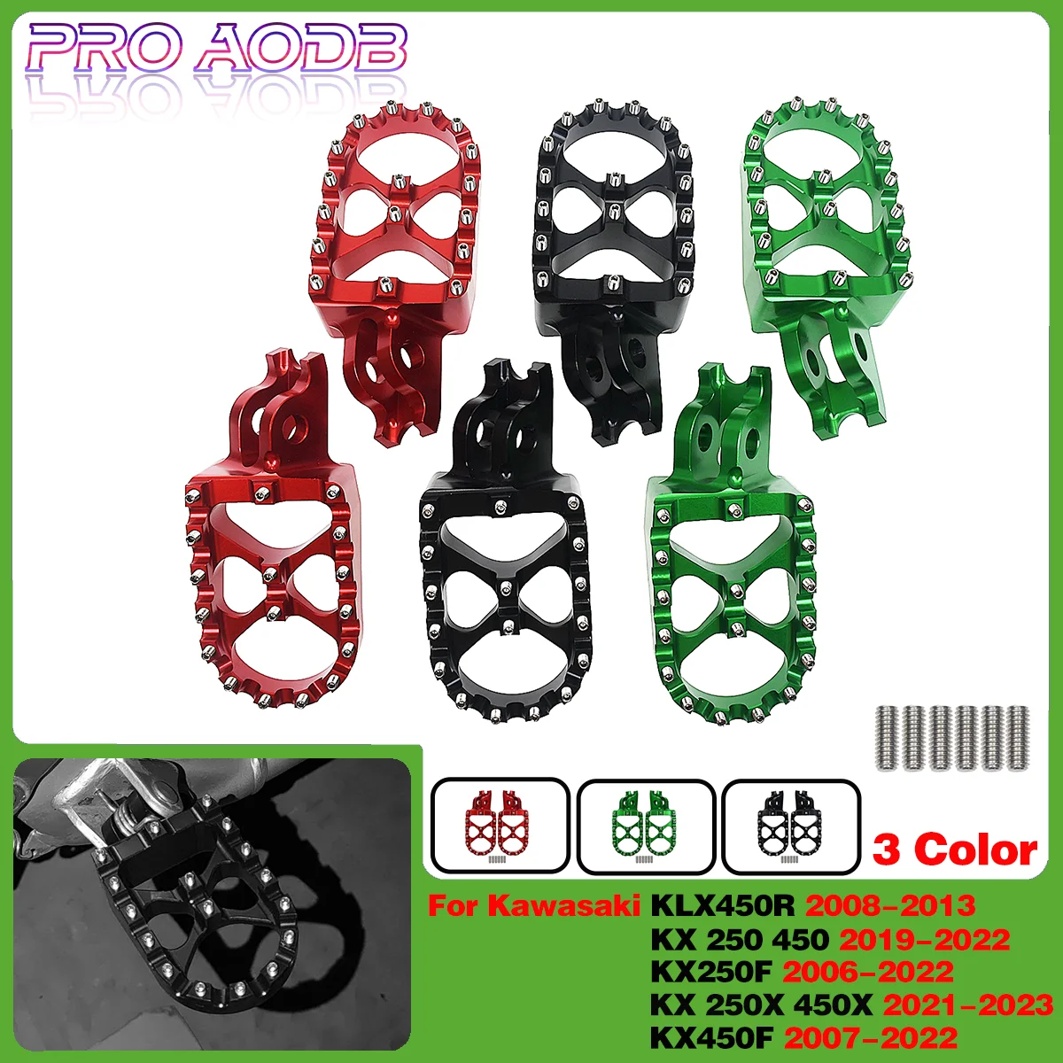 

For Kawasaki KX 250 450 2019-2022 250F 2006-2022 450F 2007-2022 250X 450X 2023 KLX450R Motorcycle CNC Aluminum Foot Pegs Pedal