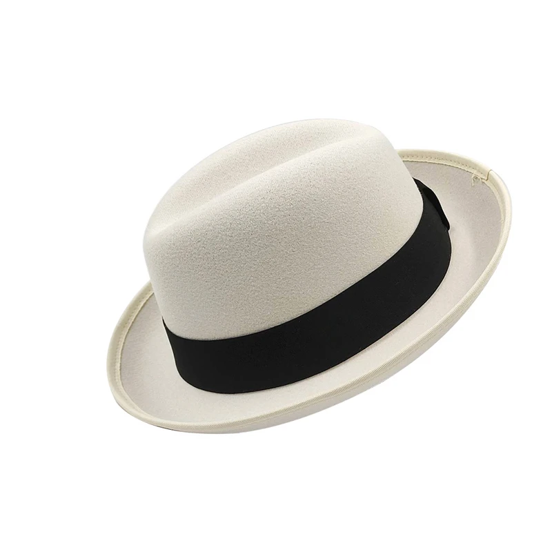 2023 Casual Fashion Classic Gentleman Autumn Winter Short Brim Felt Fedora Hat Men Elegant Solid Color Panama Vintage Top Hat