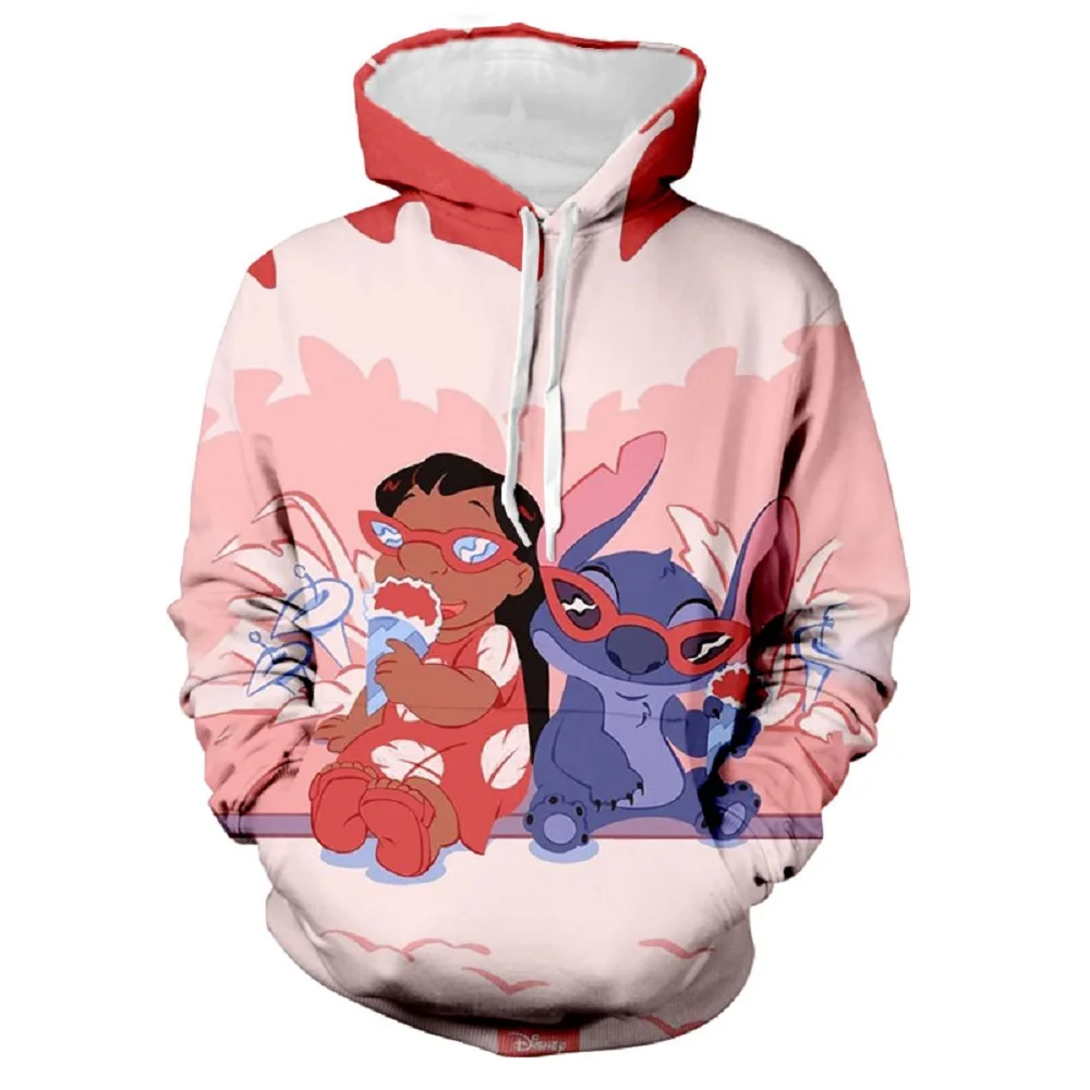 

2024 Stitch and Mickey Minnie Cartoon Print Autumn New Men's and Women's Hoodies Trendy Youth Fashion Casual All-match Hoodies