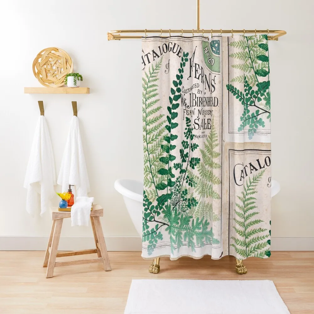 

Vintage Botanical Ferns Shower Curtain Modern Accessory Bathrooms Waterproof Bath And Anti-Mold Curtain