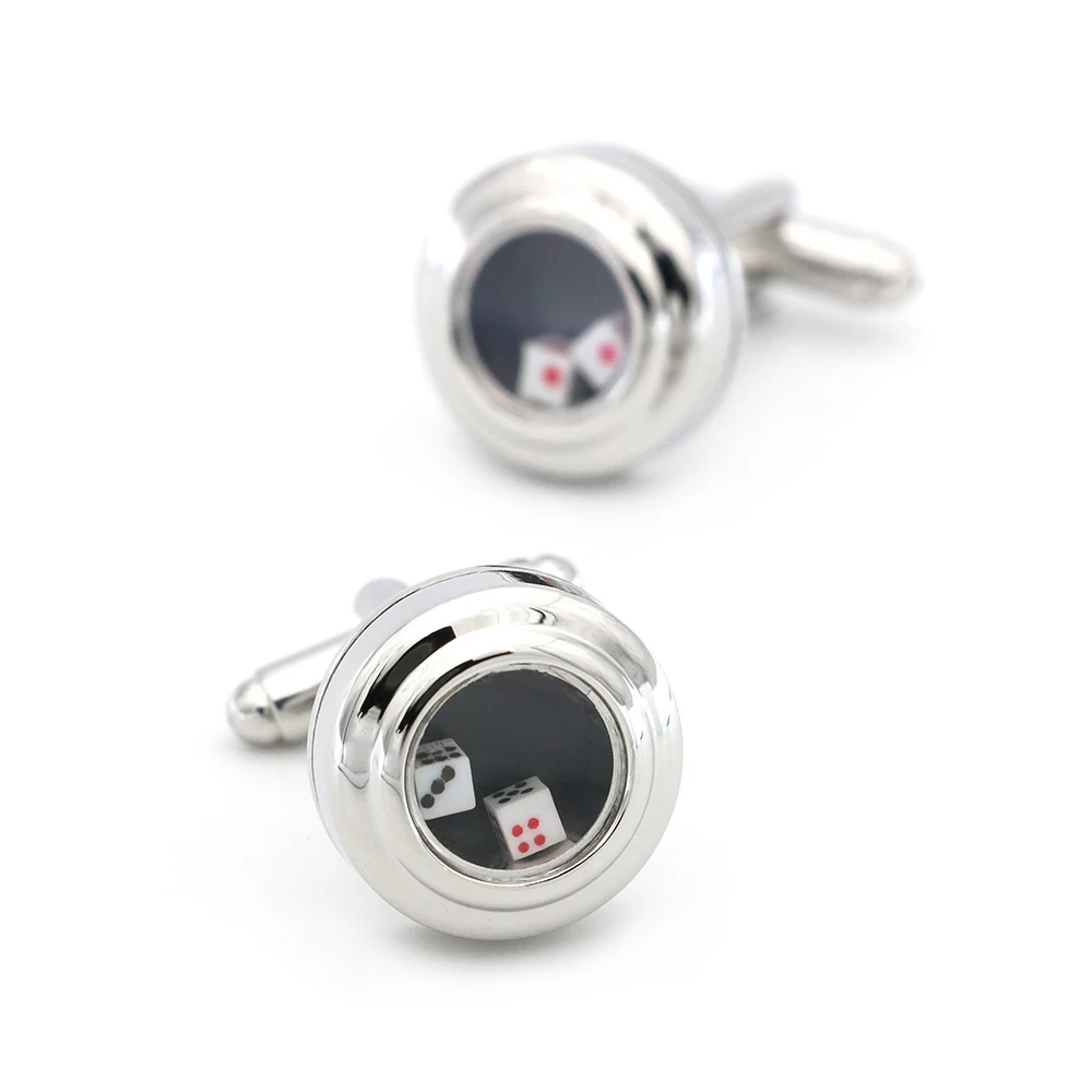 Casino Gambling Design Rotable Dice Cufflinks Quality Brass Material Silver Color Cuff Links Wholesale & Retail