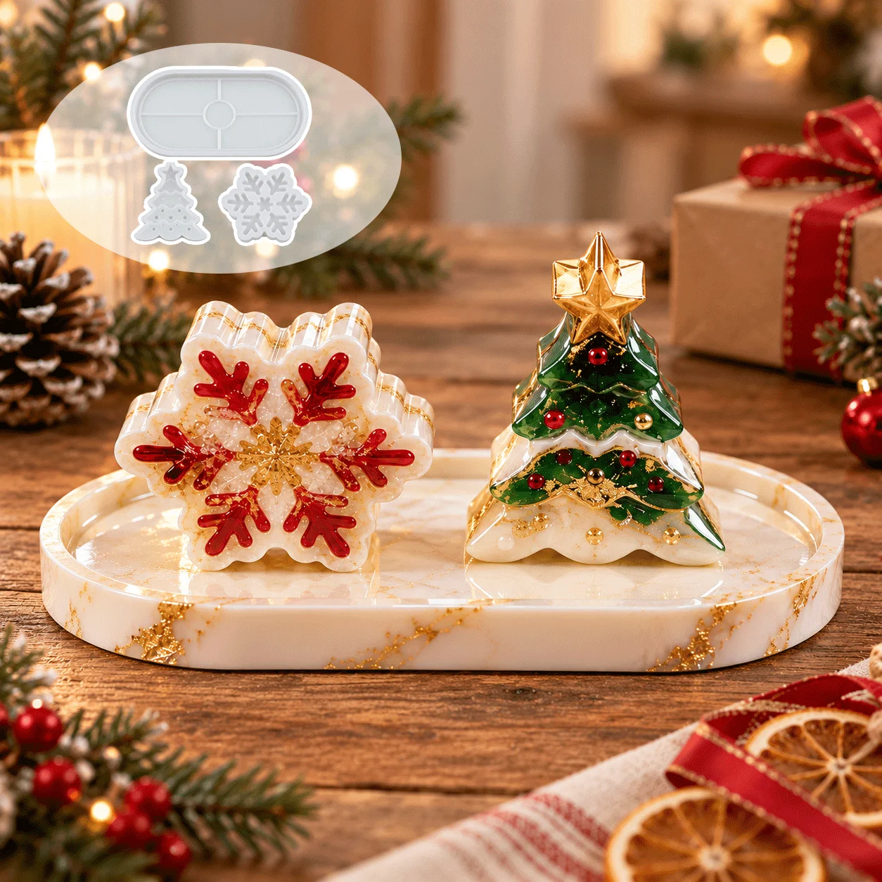 Christmas Oval Tray Silicone M - огляд і ціна Silicone Epoxy Resin Molds Set