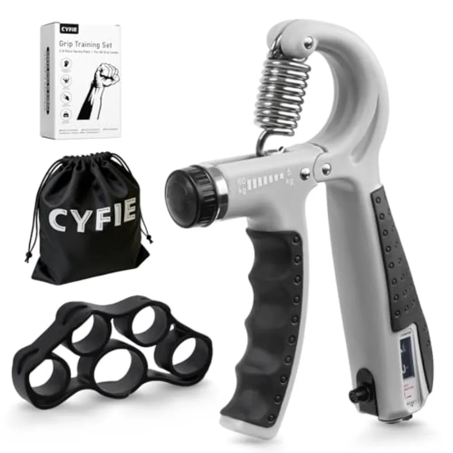 

Grip Strength Trainer Kit Hand Grip Strengthener with Adjustable Resistance 10-132 Lbs Finger Exerciser Strengthe