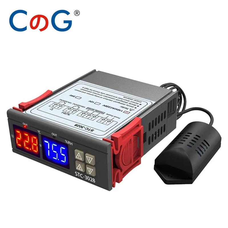 CG STC-3028 12V 24V 220V Dual Digital Temperature Humidity Controller Heating Cooling Thermoregulator Thermostat for Incubator