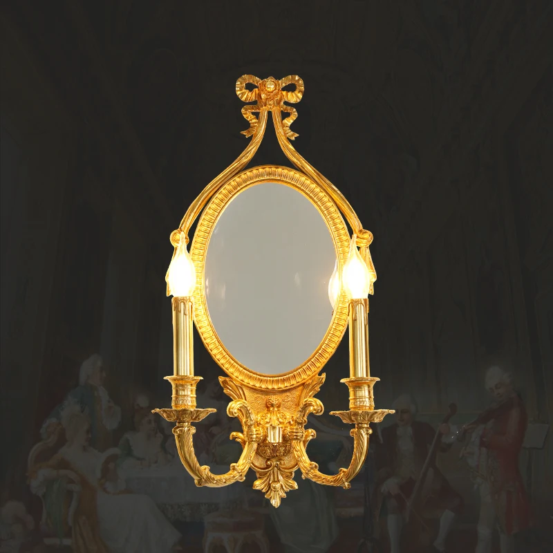 

French Brass Hotel Aisle Wall Light Wall Mounting Bathroom Led Mirror With Light Fancy Stair Wall Light for Home Decoration