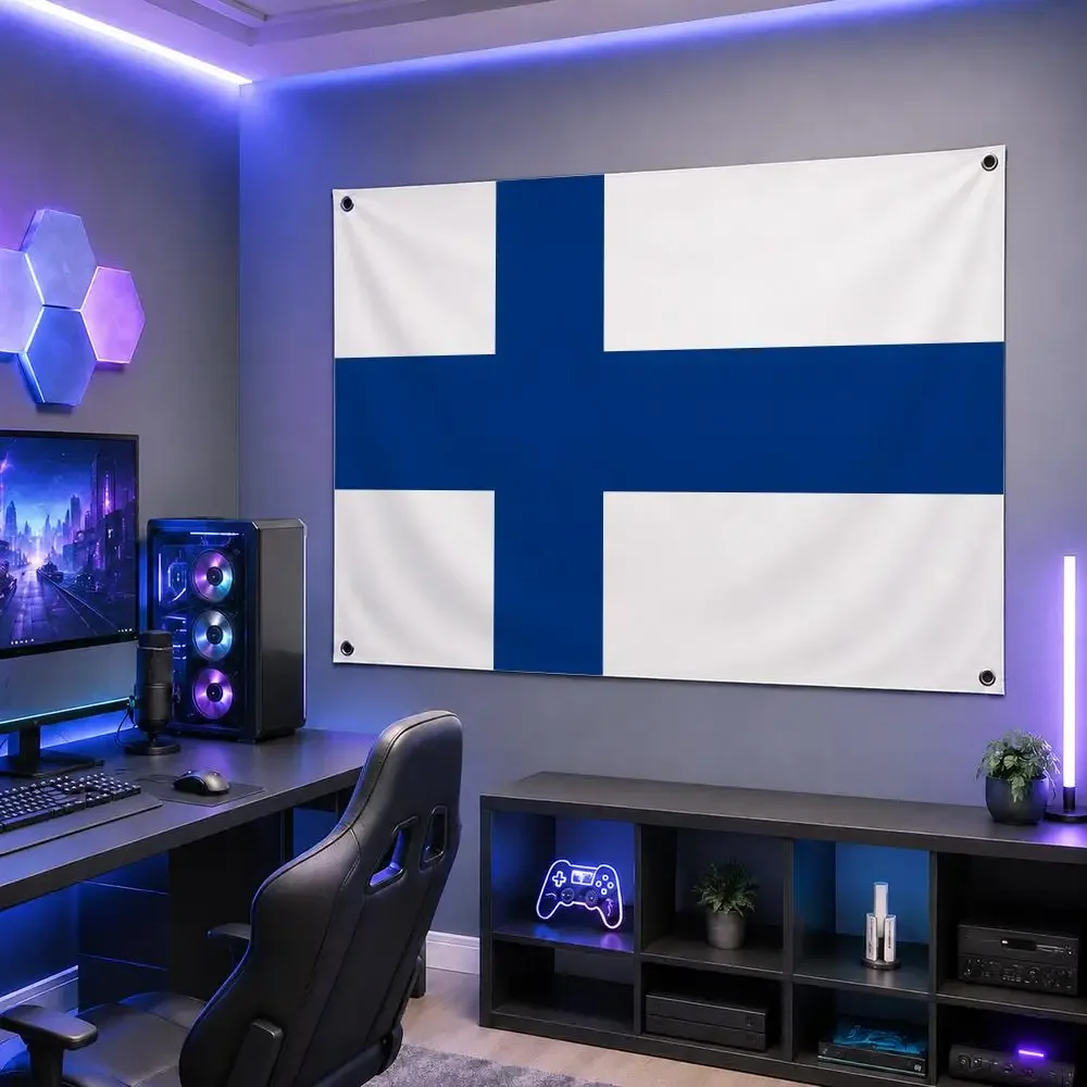 Country F-FinlandS Flags Washable Fade-Resistant Flag HD Print Lightweight Durable Indoor/Outdoor