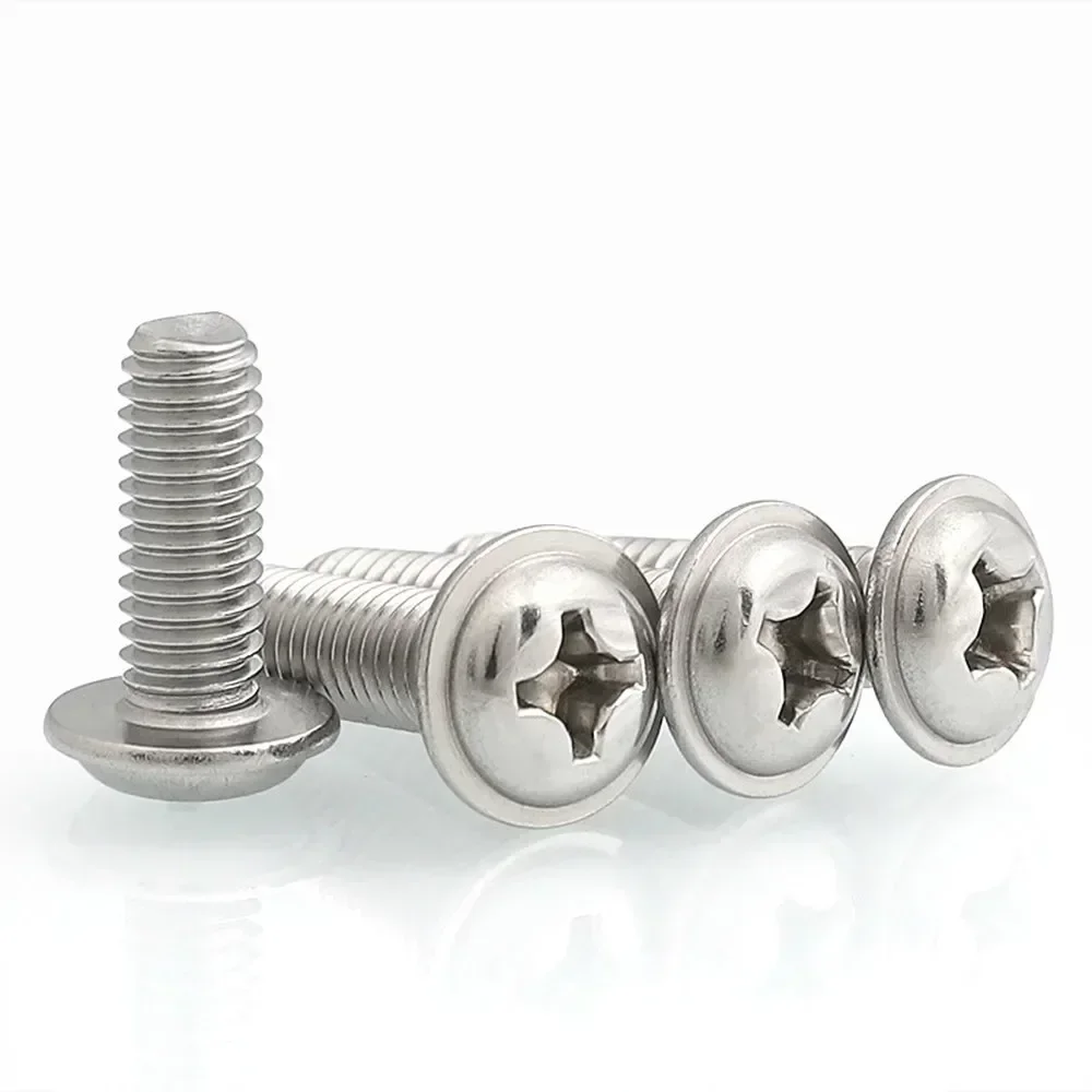 20pcs Phillips Flanged Screw M4 M5 M6 Cross Bolt Round Head A2 304 Stainless Steel Wood Screw L=8-40mm 10mm 12mm 16mm 20mm