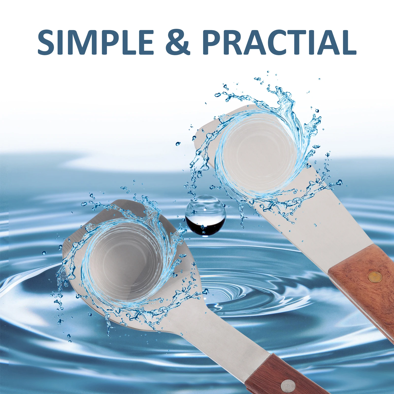 

2Pcs Stainless Steel Ice Cream Shovel Dessert Spoon Wooden Handle Fruit Scoop Digger Corrosion Resistant Kitchen