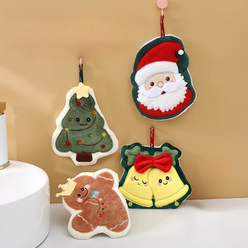Hand Towel Christmas Model Hanging Type Kitchen Bathroom Hand Towel Household Absorbent Quick Drying Small Towel Creative Rag