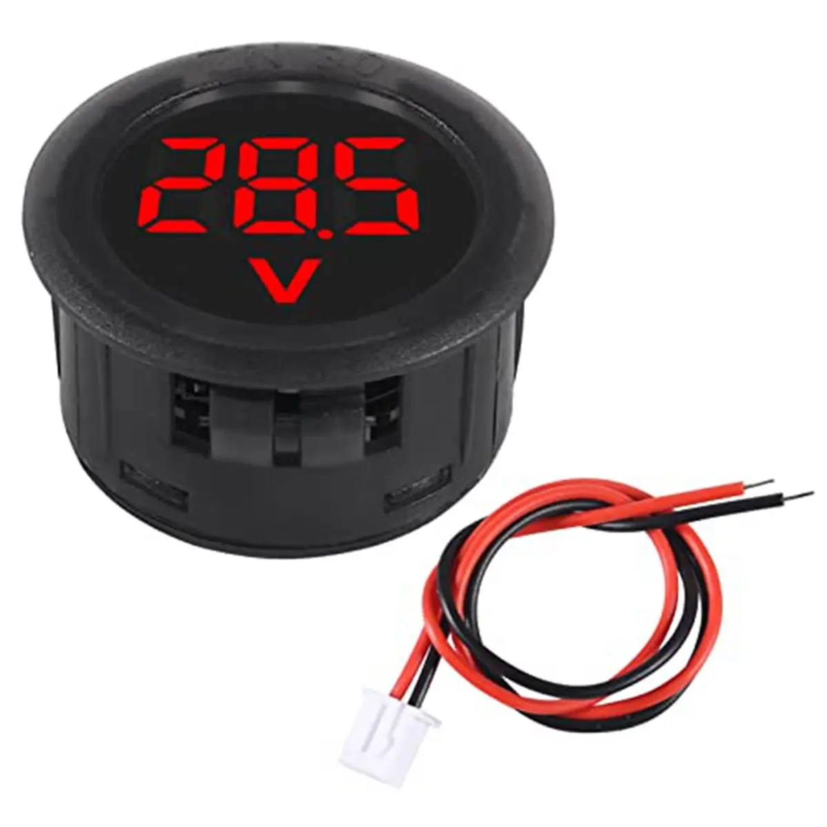 10 DC 4-100V DC Digital Voltmeter LED Digital Display Round 30mm 2-Wire Reverse Connection Protection RED
