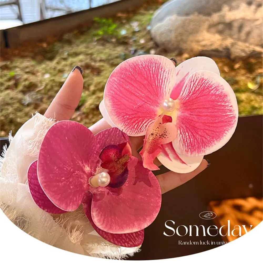 القماش زهرة مشبك شعر فراشة السحلية اللؤلؤ زهرة الأوركيد دبوس الشعر منقار البط كليب شاطئ البحر عطلة أغطية الرأس فتاة مشبك شعر الشاطئ #3