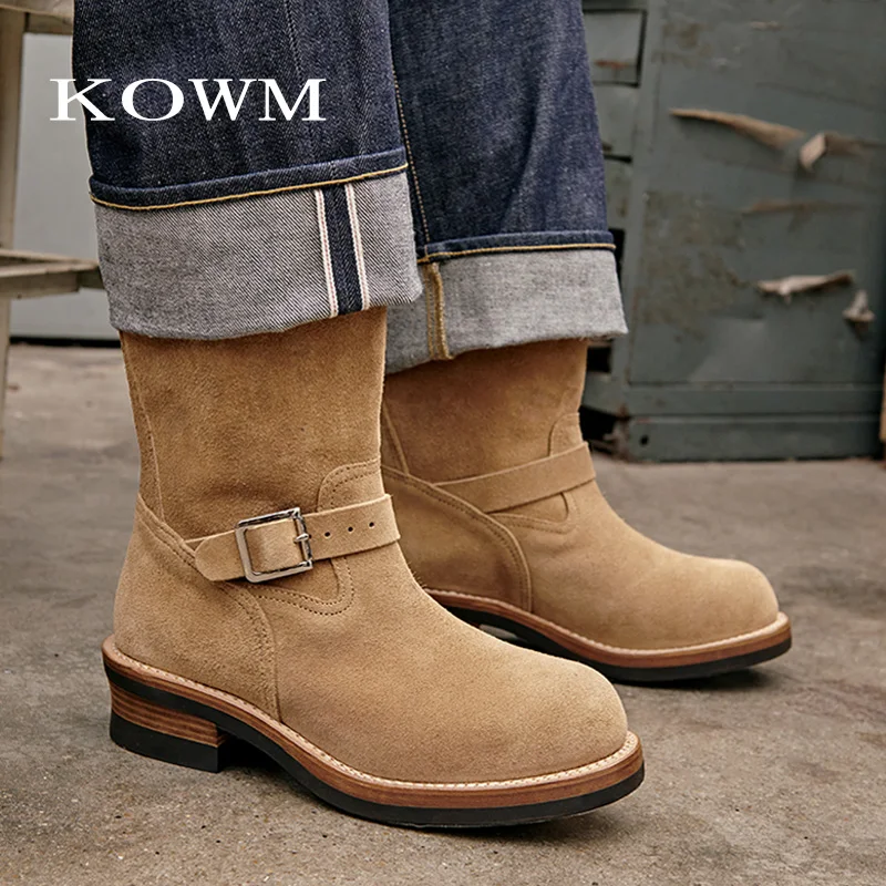 KOWM Botas de senderismo de piel de vaca para trekking hombre - imagen 5