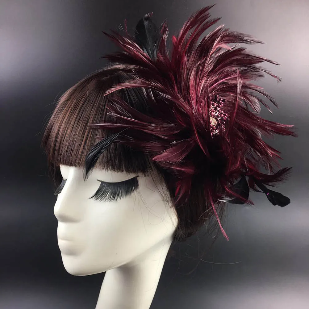 Vintage Colorful Burlesque Headpiece Flapper Ostrich Feather Fancy Headband Flapper Headpiece Woman Hair Accessories Wholesale