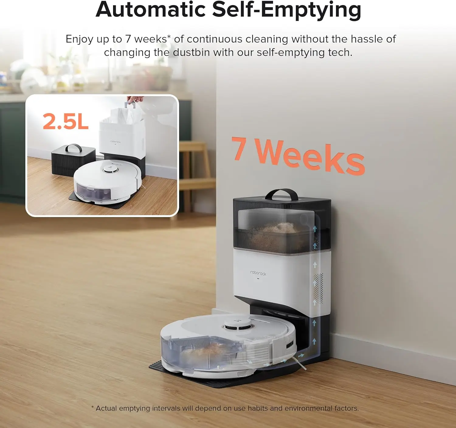 roborock Q8 Max+ Robot Vacuum and Mop, Self-Emptying, Hands-Free Cleaning for up to 7 Weeks, Reactive Tech Obstacle Avoidance