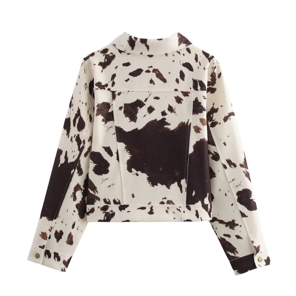 

Retro European And American Printed Lapel Single-Breasted Long-Sleeved Jacket Coat for Women Winter Fashion B69187