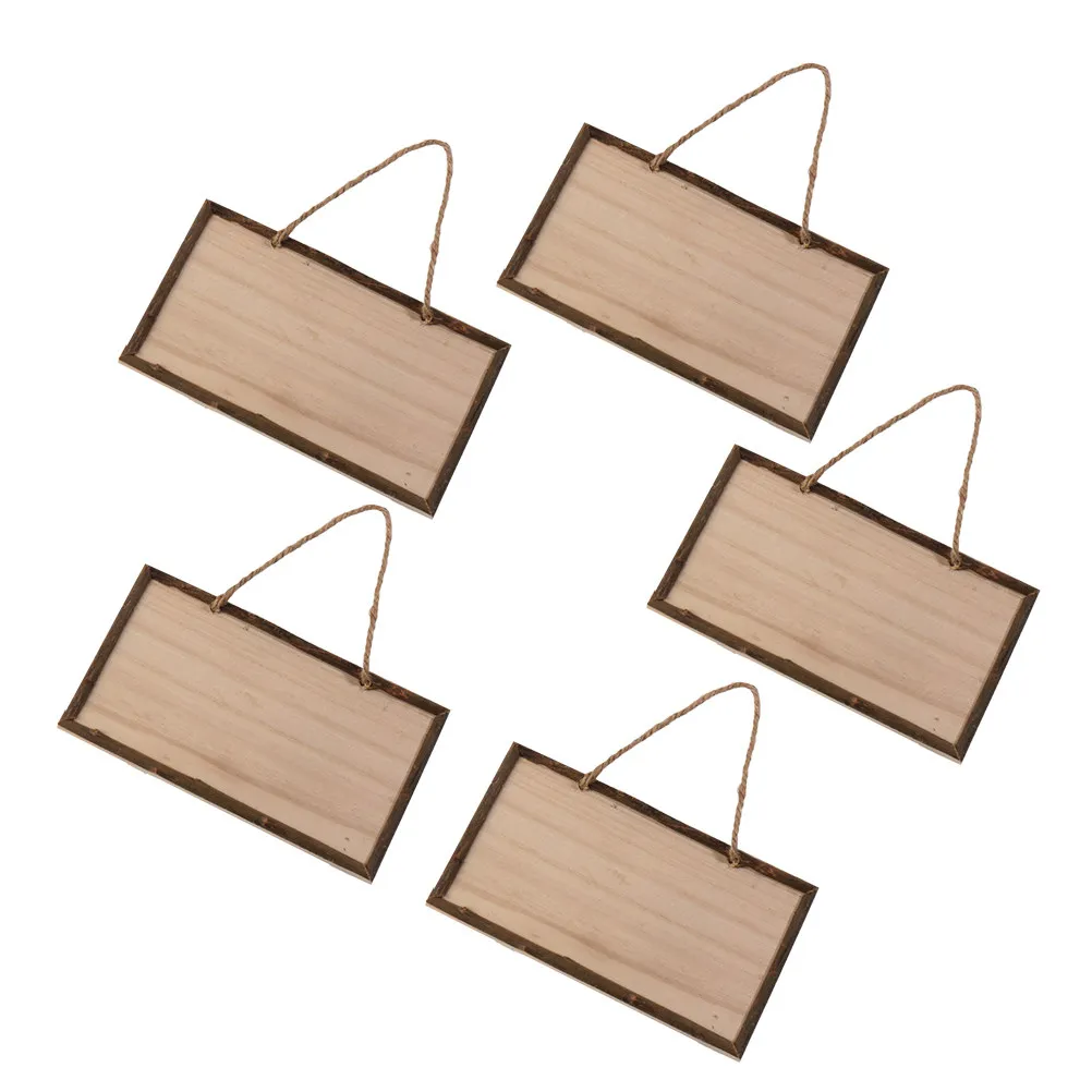 

5Pcs Hanging Wooden Door Signs Blank Smooth Surface Wood Plaques DIY Craft Painting Home Shop Notice Decoration