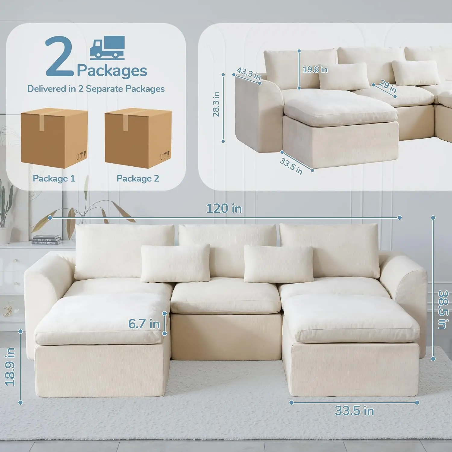 Modern Sectional Cloud Sofa 120