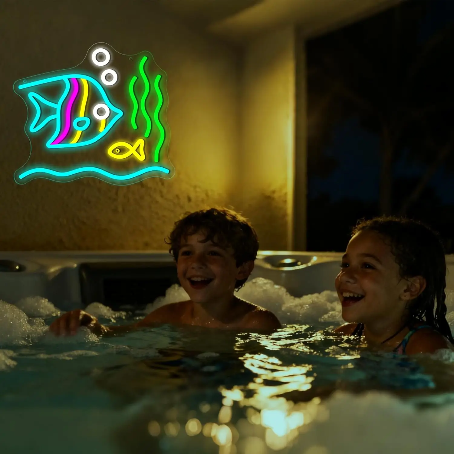 Letrero de neón de peces tropicales, letrero con luz LED regulable por USB, decoración de pared para hombre, cueva, Animal, acuario, exposición de parque oceánico