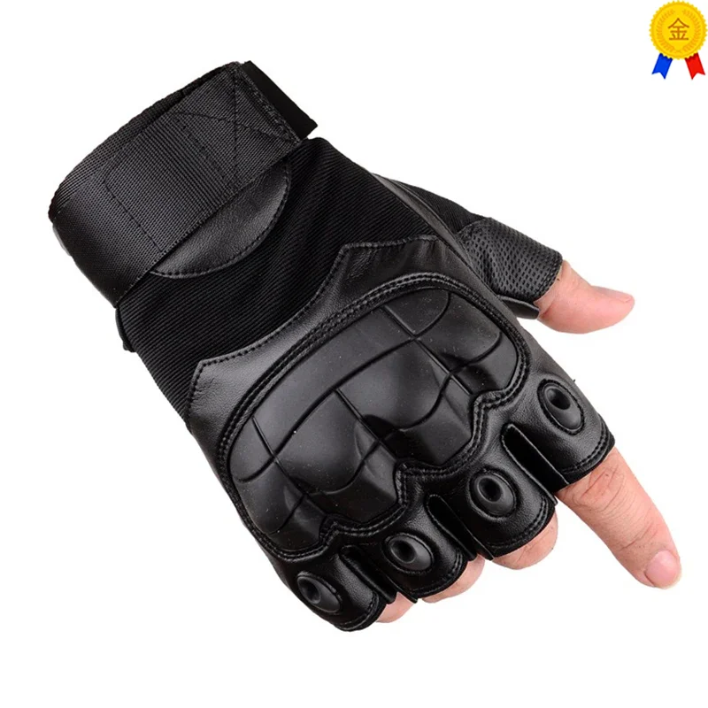 Guantes sin dedos para motocicleta, equipo de protección de cuero para Motocross, Scooter, ciclismo, carreras