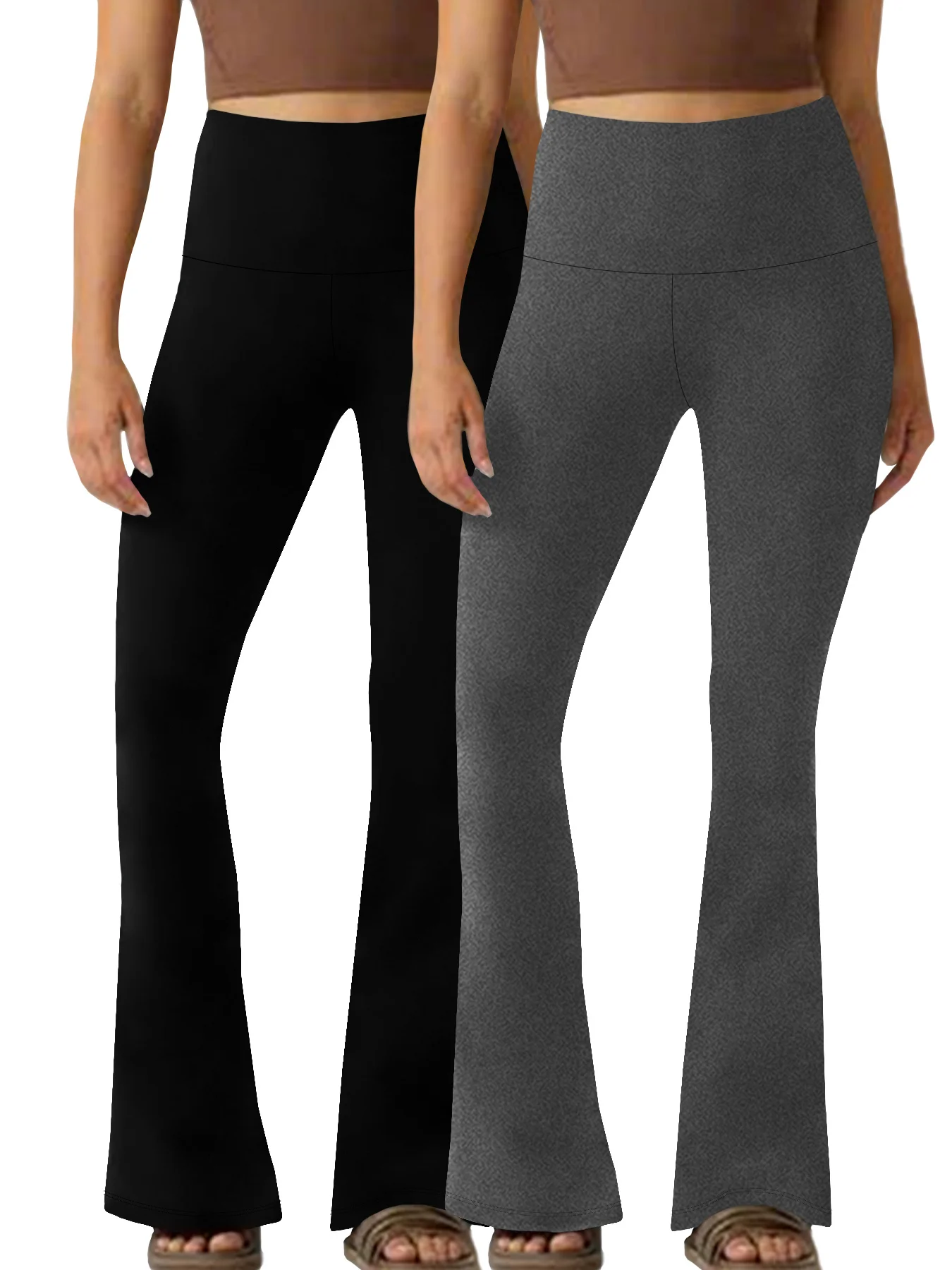 

2 Pack Women's Super Soft Flare Pants High Waisted Tummy Control Workout Yoga Leggings Bell Bottoms