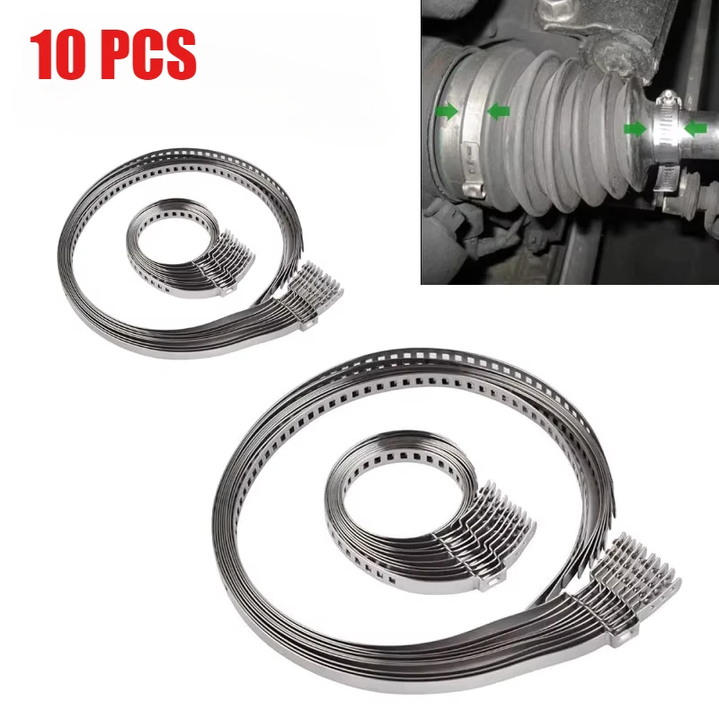 

10pcs Stainless Steel Clamp Belt Universal Drive Shaft For Driveshaft CV Joints Boot Kit Joint Sleeve Pliers Tool 5 Sets