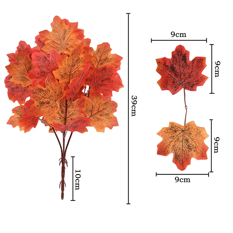 39cm künstliche Ahornblätter Zweig Herbst themen orientierte Pflanzen im Freien Seiden baum blatt für Hausgarten Halloween Ernte Festival Dekor – Detail 4