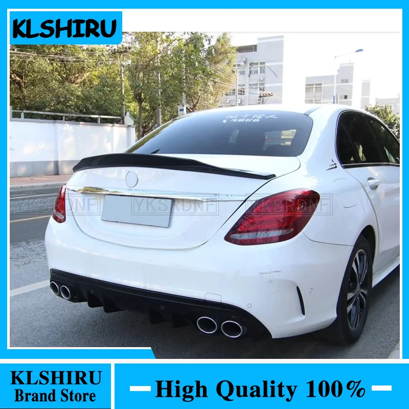 For Benz C Class W205 Spoiler C63 C180 C200 C250 C260 2014--2020 Year Sedan Glossy Black Real Carbon Fiber Rear Wing