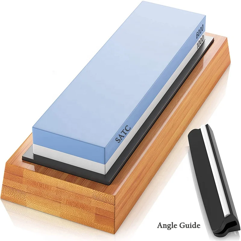 SATC Brand Dual Side Whetstone Sharpening Stone Grit 1000/6000 with Angle Guide Axe & Knife Sharpeners