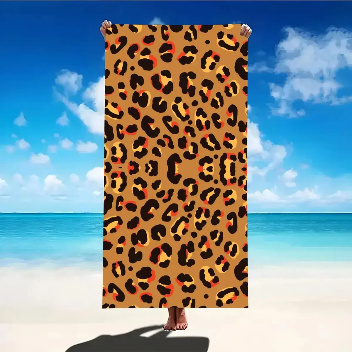 

Leopard Print Beach Towel Quick-Dry Washable Sandproof Portable Beach Towels For Travel Swimming Camping Beach