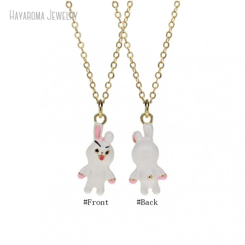 10Pcs Chain Animal Rabbit Wholesale Gold Color Enamel Copper Jewelry Metal Necklace NM51664