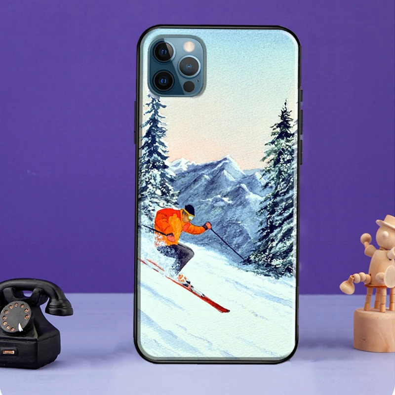 Skiing Snow Snowboard Ski Case For iPhone 13 11 14 Pro Max 12 mini Full Cover For iPhone XR XS Max X 7 8 Plus SE 2020