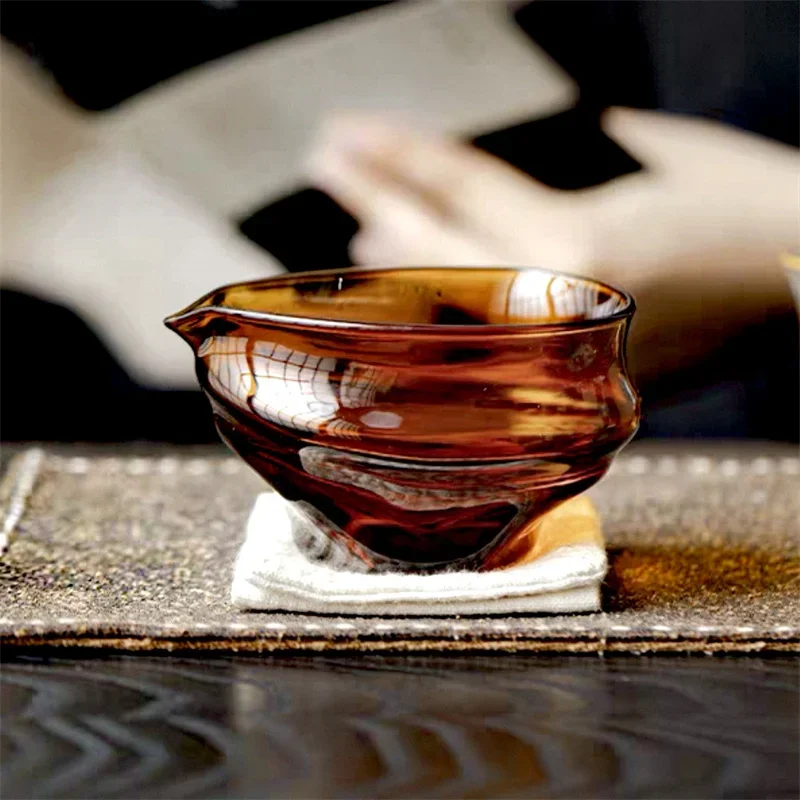 200ml Kung Fu Tea Set High Borosilicate Glass Fair Cup Heat-resistant Cha Hai Glass Tea Pitcher Retro Justice Cup Teaware