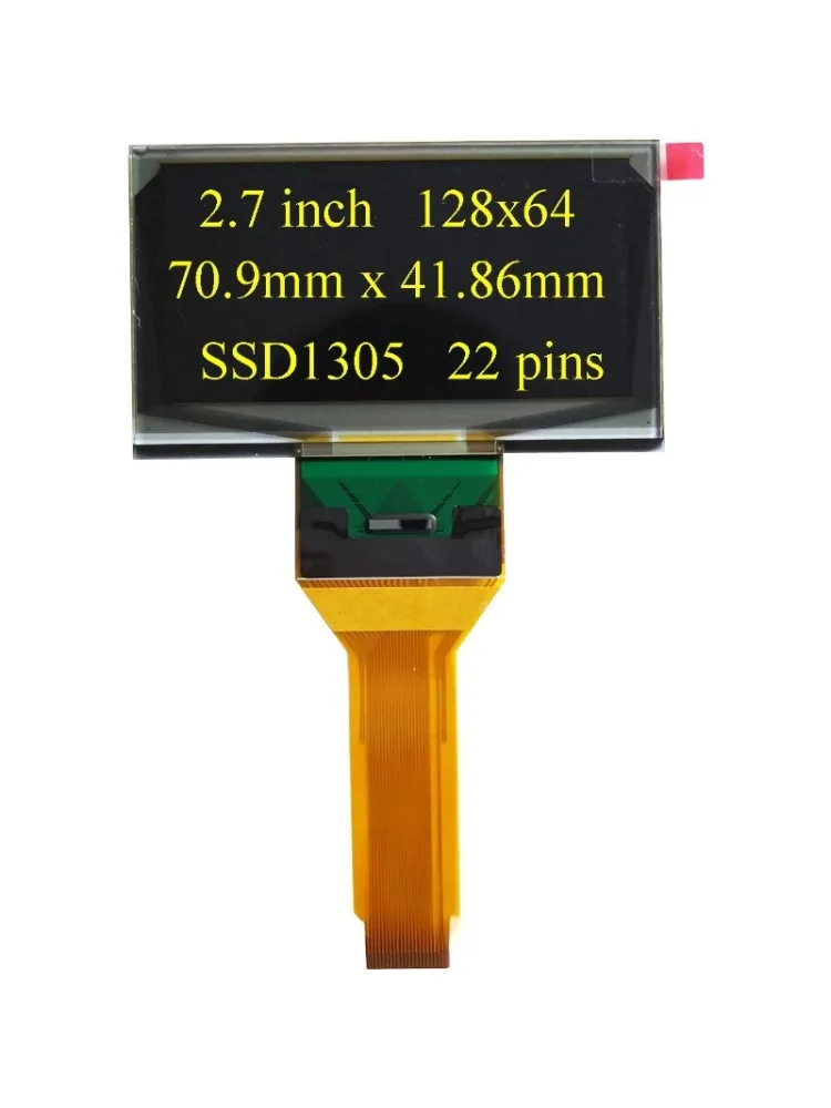 2026 Hot Sale 2.7-Inch Ssd1305 Yellow Light 22pin Feet OLED Display Ritdisplay3121193010-03 In Stock