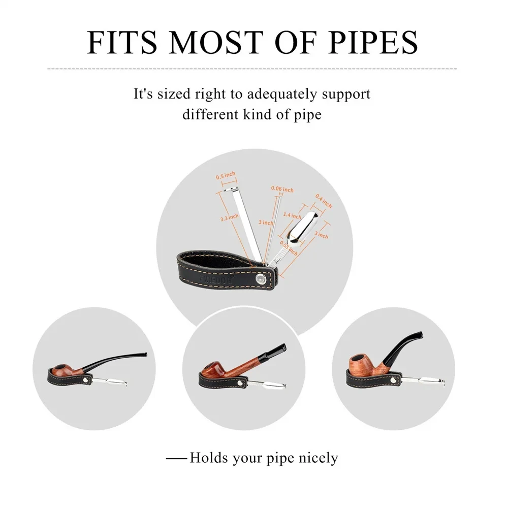 Leather Tobacco Smoke Pipes Holder Stand Bracket Rack with Stainless Steel Pipe Reamer Cleaner Tamper Tool Smoking Accessories