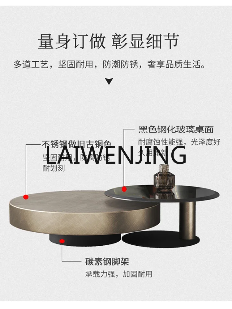 

6 Tempered Glass Stainless Steel Designer round Tea Table
