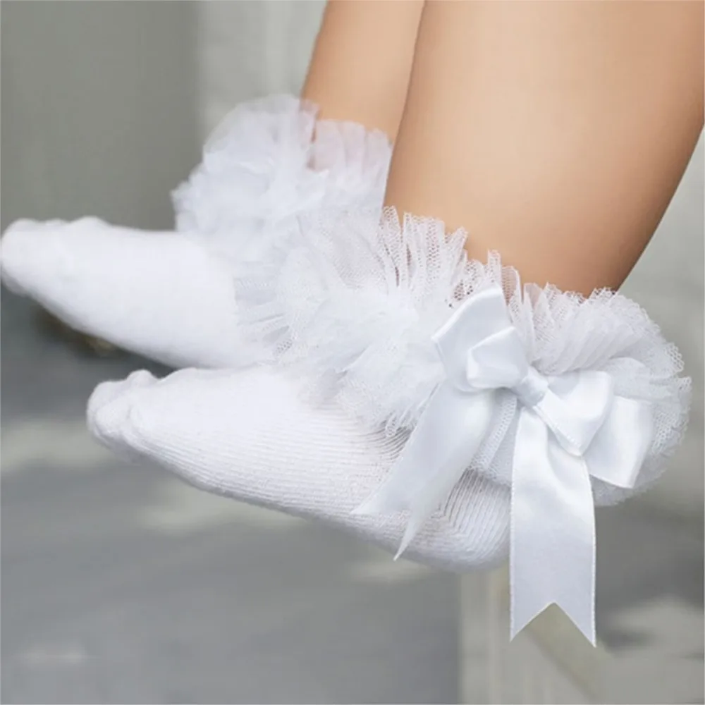 Lace Floral Baby Socks 0-8 Years Toddlers Infants Cotton Ankle Bow Sock Baby Girls Princess Cute Socks new Fashion