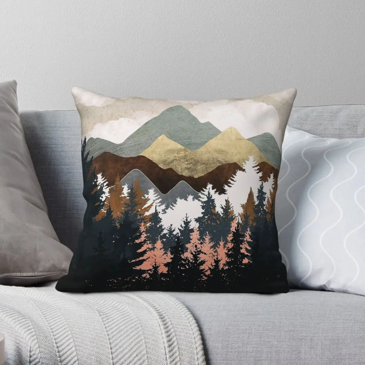 

Forest View Pillowcase Polyester Linen Velvet Printed Zip Decor Car Cushion Cover