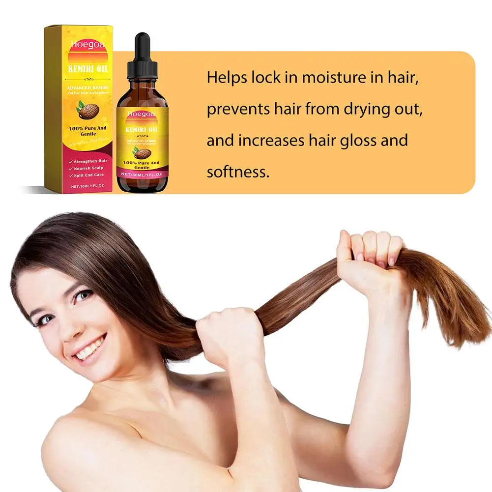 

30ml Pure Kemiri Oil Hair Care Essential Oil For Strengthen Hair Nourishing the Scalp Repairing Split Hair Oil R9G0