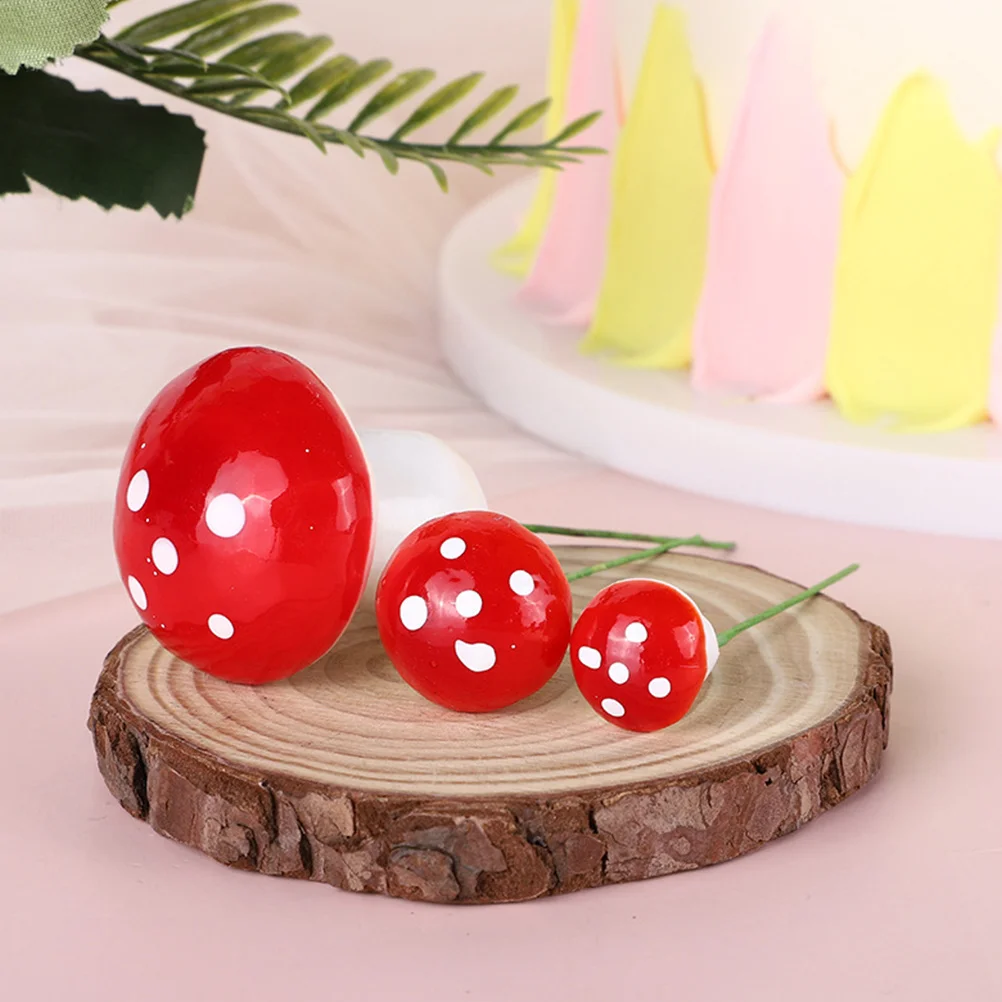 

30pcs Cake Red Foam Mushrooms Toppers for Cupcake Picks Cupcakes DIY Dessert Baking Mushroom Cake Inserts Supplies