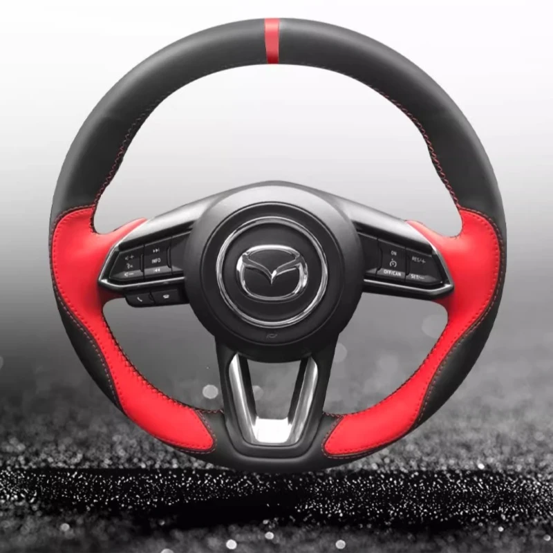 

Custom Leather Hand Sewn Steering Wheel Cover for Mazda 2 Axela CX-3 4 5 6 7 Series