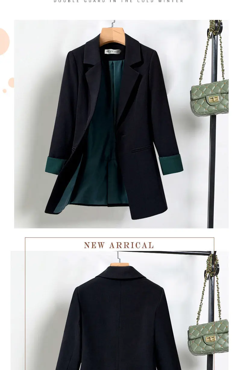 ロングコート 女性用 ブレザー 伸縮性のあるペプラム カシミヤ混 キャメル セブンクォーター 伸縮性のあるユニバーサル ミドルフィーリングセンス